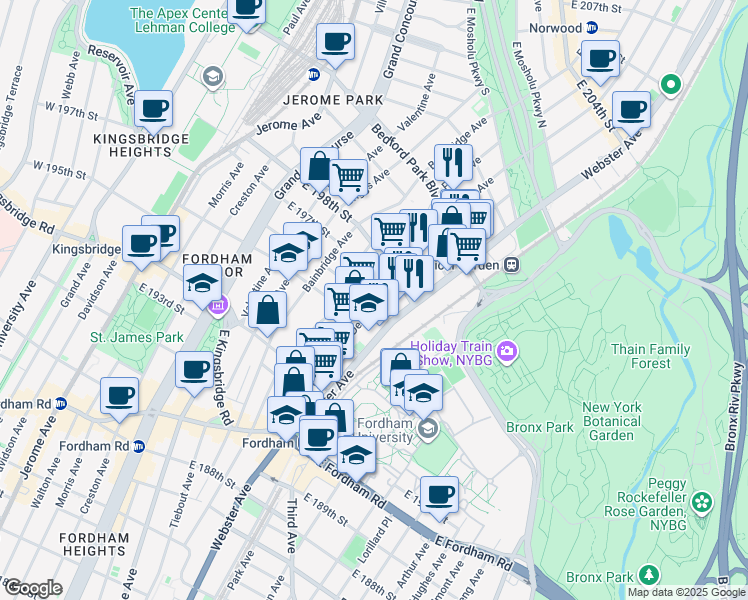 map of restaurants, bars, coffee shops, grocery stores, and more near 2764 Decatur Avenue in Bronx