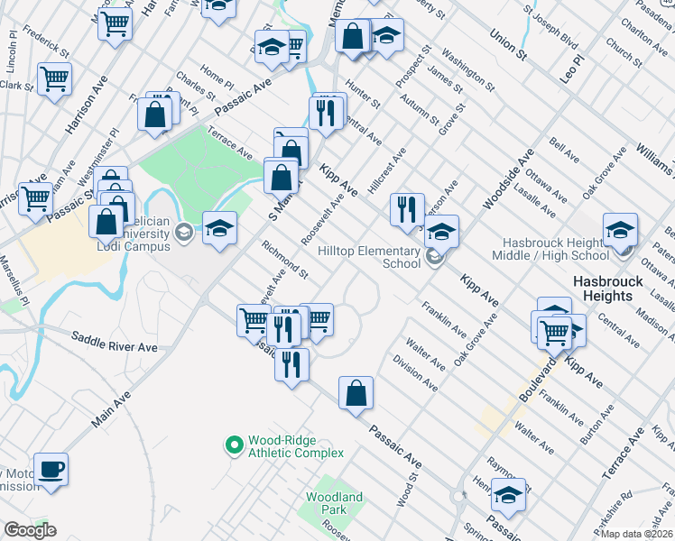 map of restaurants, bars, coffee shops, grocery stores, and more near 256 Grove Street in Lodi