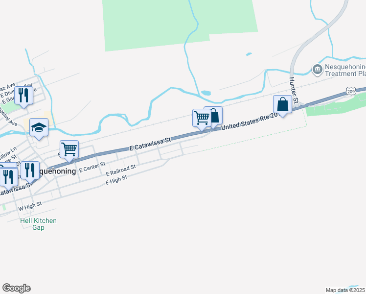 map of restaurants, bars, coffee shops, grocery stores, and more near 115 Spruce Street in Nesquehoning