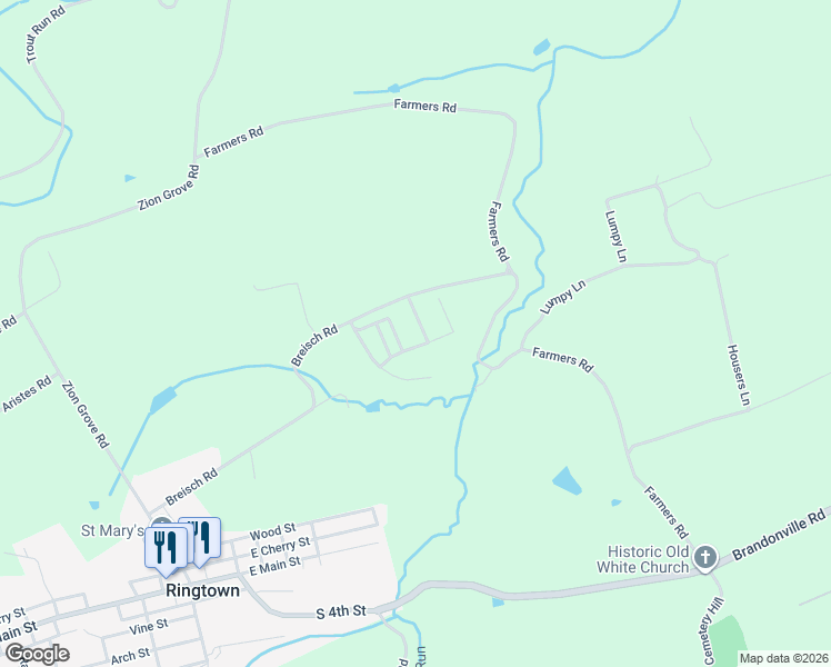map of restaurants, bars, coffee shops, grocery stores, and more near 2669 Melanie Manor in Ringtown