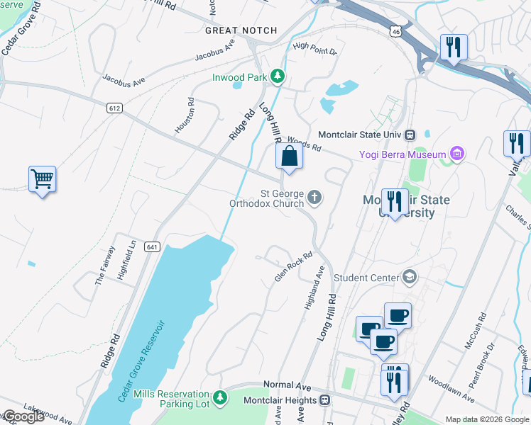 map of restaurants, bars, coffee shops, grocery stores, and more near 25 Notch Park Road in Little Falls