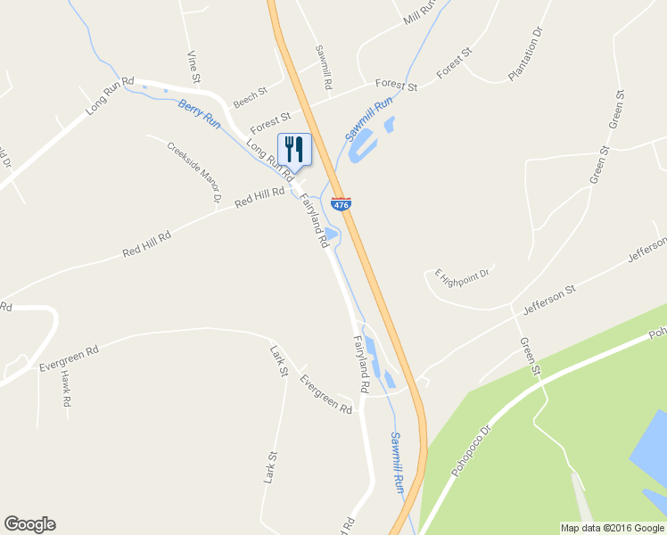 map of restaurants, bars, coffee shops, grocery stores, and more near 3633 Fairyland Road in Lehighton