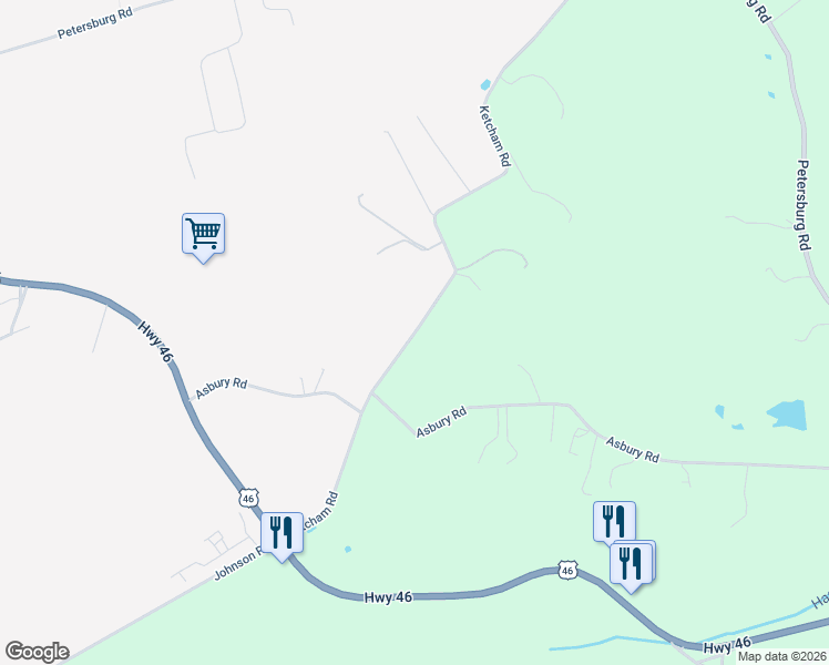 map of restaurants, bars, coffee shops, grocery stores, and more near 48 Ketcham Road in Hackettstown