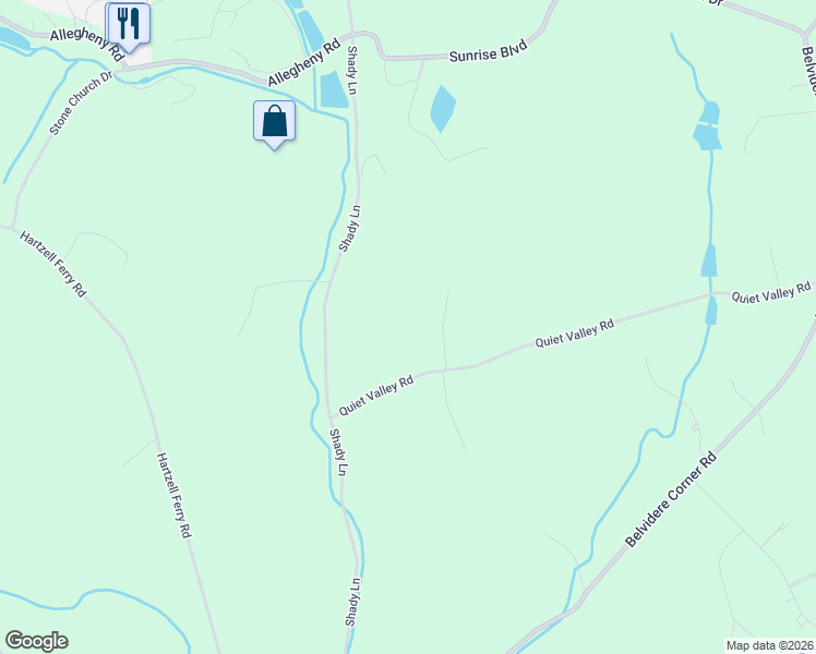 map of restaurants, bars, coffee shops, grocery stores, and more near 160 Quiet Valley Road in Mount Bethel