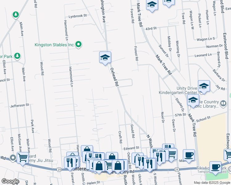 map of restaurants, bars, coffee shops, grocery stores, and more near 112 Oxhead Road in Centereach