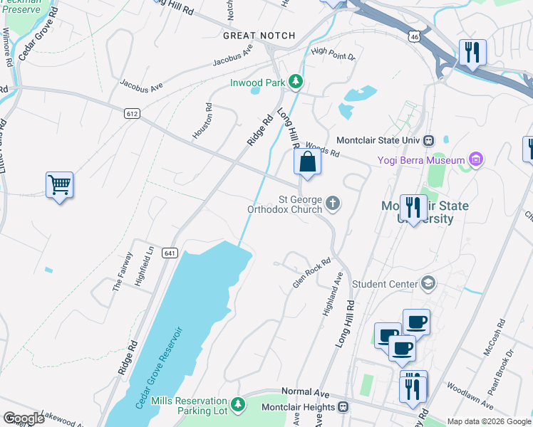 map of restaurants, bars, coffee shops, grocery stores, and more near 25 Notch Park Road in Little Falls