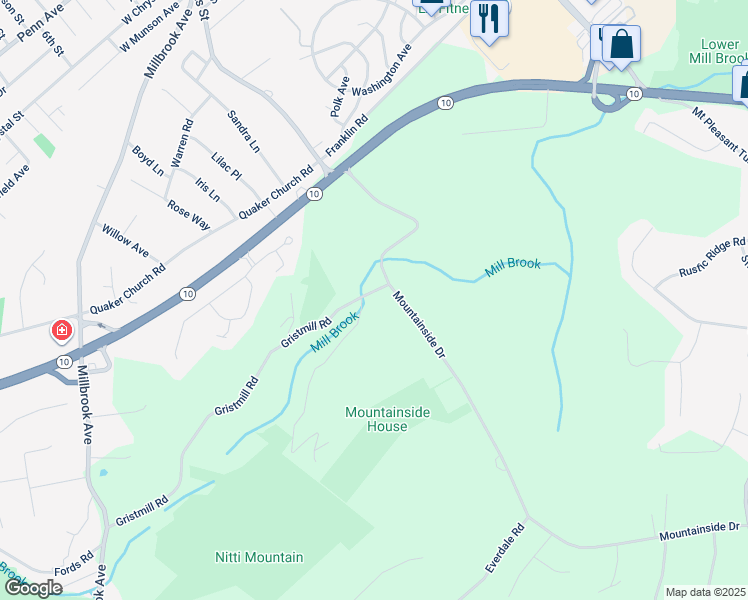 map of restaurants, bars, coffee shops, grocery stores, and more near 6 Gristmill Road in Randolph