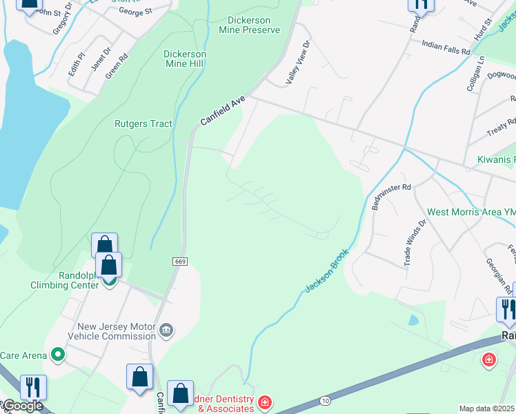 map of restaurants, bars, coffee shops, grocery stores, and more near 304 Betty Lane in Mine Hill Township