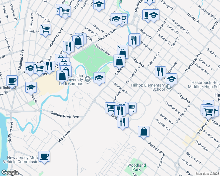 map of restaurants, bars, coffee shops, grocery stores, and more near 16 Patton Street in Lodi