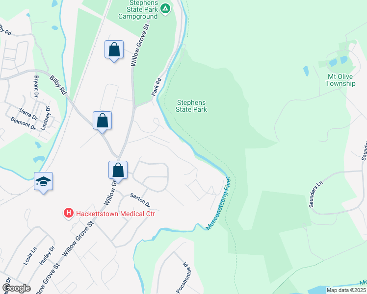 map of restaurants, bars, coffee shops, grocery stores, and more near 8 The Trail in Hackettstown