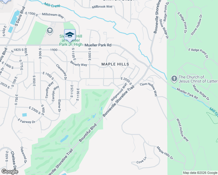 map of restaurants, bars, coffee shops, grocery stores, and more near 2160 Ridgewood Way in Bountiful