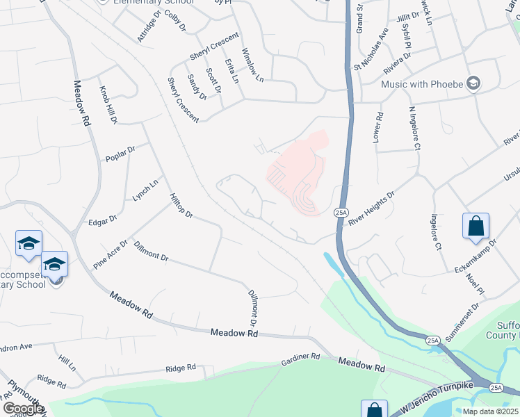 map of restaurants, bars, coffee shops, grocery stores, and more near 902 Bishops Road in Smithtown