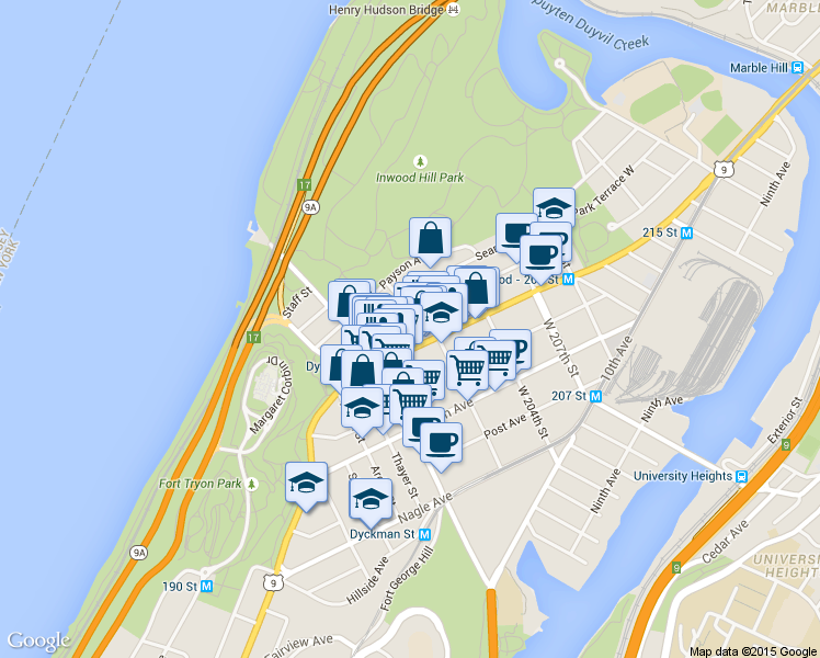 map of restaurants, bars, coffee shops, grocery stores, and more near 4790 U.S. 9 in New York