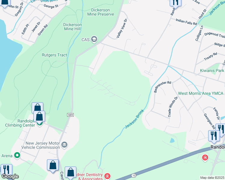 map of restaurants, bars, coffee shops, grocery stores, and more near 603 Daren Lane in Mine Hill Township