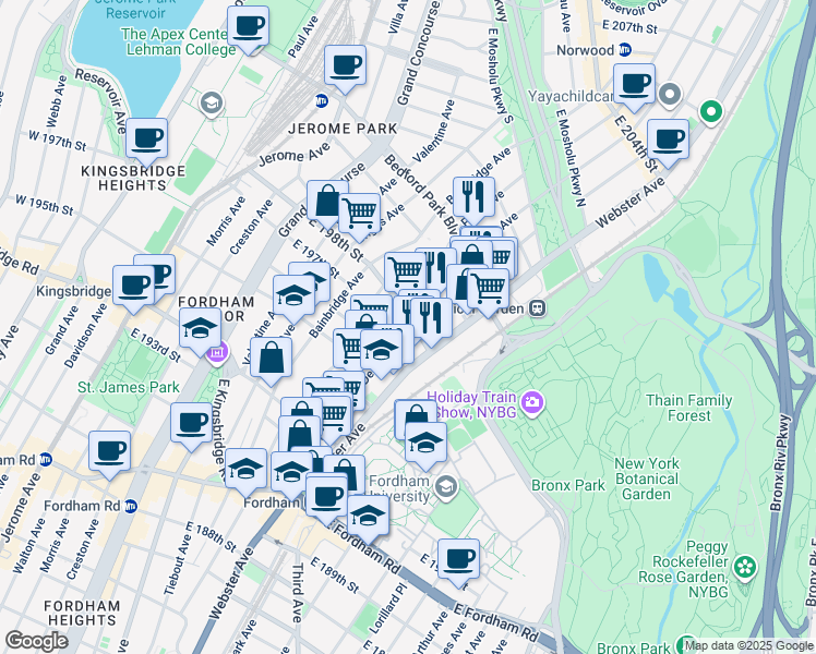map of restaurants, bars, coffee shops, grocery stores, and more near 2764 Decatur Avenue in Bronx