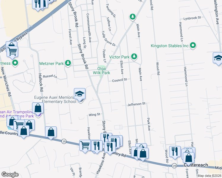 map of restaurants, bars, coffee shops, grocery stores, and more near 23 Saint Nicholas Avenue in Lake Grove
