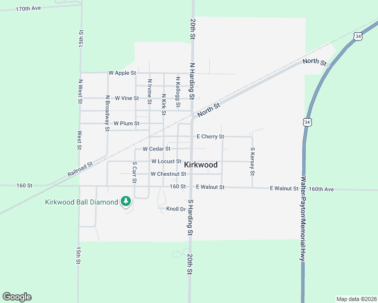 map of restaurants, bars, coffee shops, grocery stores, and more near 235 South Kellogg Street in Kirkwood