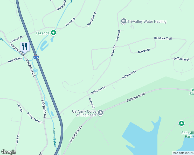map of restaurants, bars, coffee shops, grocery stores, and more near 366 Green Street in Lehighton