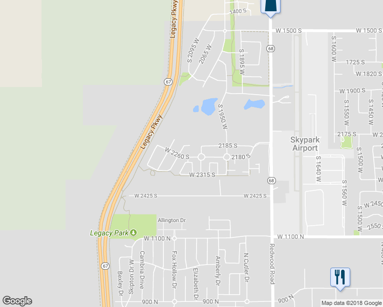 map of restaurants, bars, coffee shops, grocery stores, and more near 2072 West 2260 South in Woods Cross