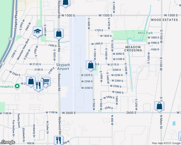 map of restaurants, bars, coffee shops, grocery stores, and more near 1572 West 2225 South in Woods Cross