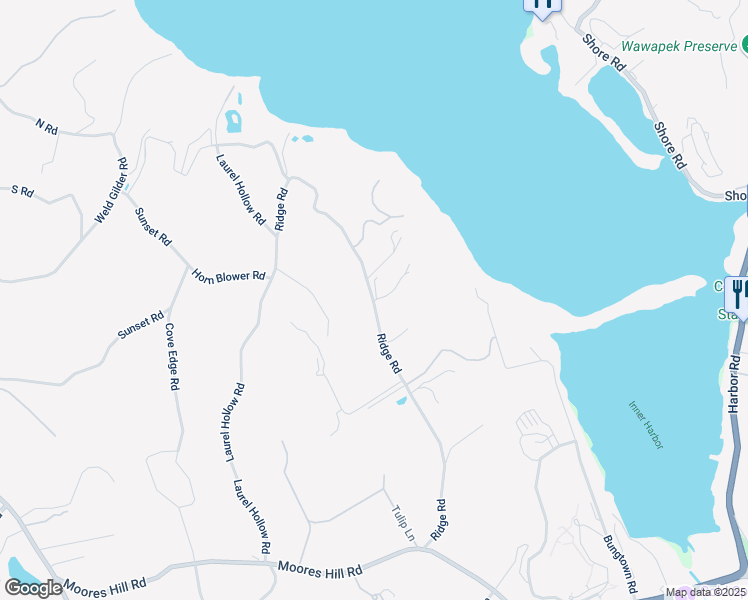 map of restaurants, bars, coffee shops, grocery stores, and more near 1386 Ridge Road in Syosset