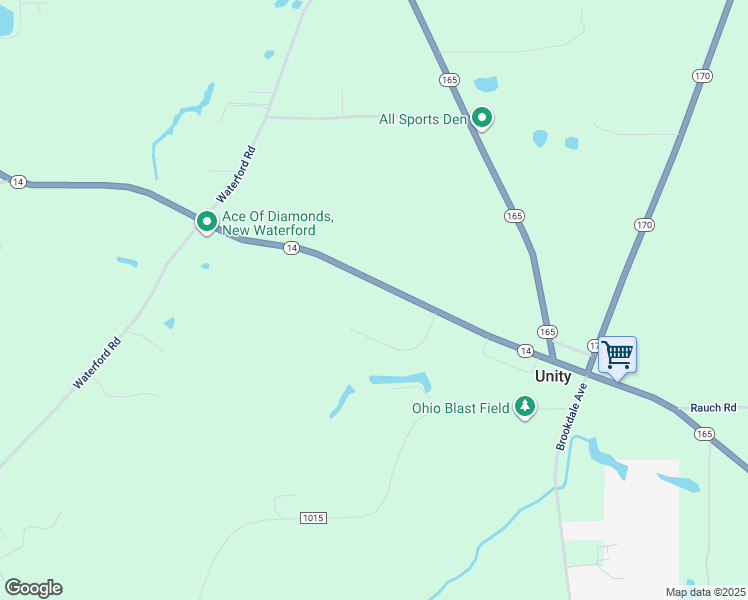 map of restaurants, bars, coffee shops, grocery stores, and more near 49483 Ohio 14 in East Palestine