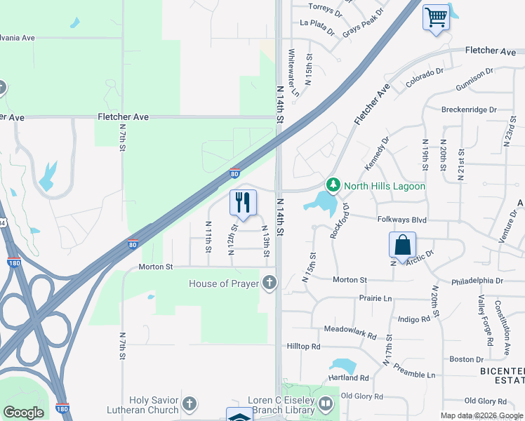 map of restaurants, bars, coffee shops, grocery stores, and more near 1250 Irish Pointe Place in Lincoln