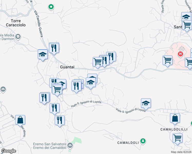 map of restaurants, bars, coffee shops, grocery stores, and more near 13 Via Michele Pizzuti in Naples