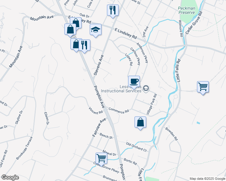 map of restaurants, bars, coffee shops, grocery stores, and more near 909 Holly Lane in Cedar Grove