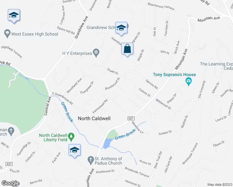 map of restaurants, bars, coffee shops, grocery stores, and more near 17 Farmstead Road in Caldwell