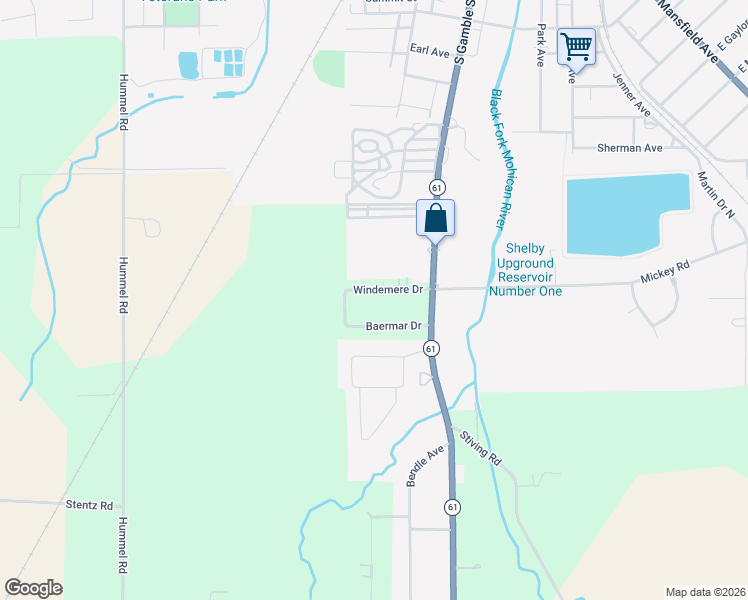 map of restaurants, bars, coffee shops, grocery stores, and more near 67 Windemere Drive in Shelby