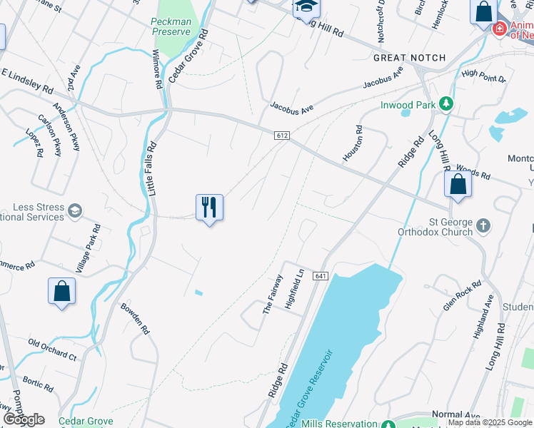 map of restaurants, bars, coffee shops, grocery stores, and more near 22 Sigtim Drive in Little Falls
