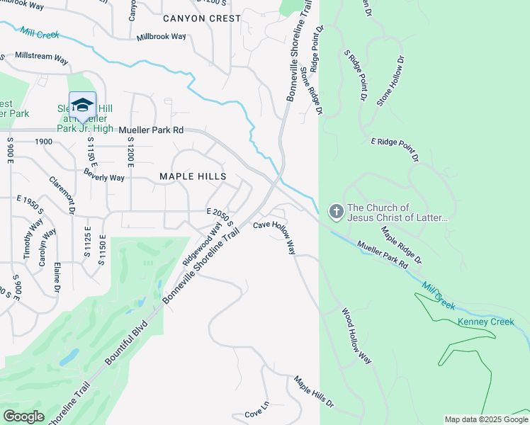 map of restaurants, bars, coffee shops, grocery stores, and more near 1890 High Pointe Drive in Bountiful