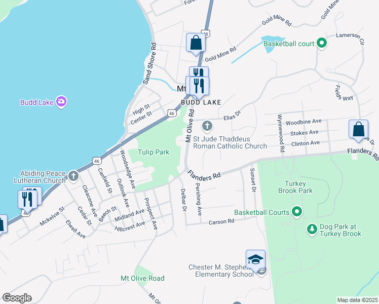 map of restaurants, bars, coffee shops, grocery stores, and more near 31 Mount Olive Road in Mount Olive