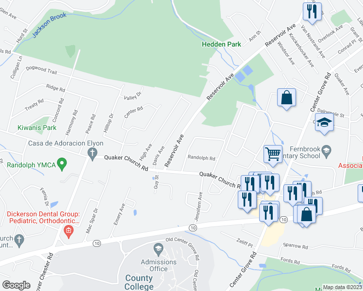map of restaurants, bars, coffee shops, grocery stores, and more near 210 Reservoir Avenue in Randolph