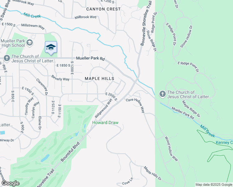 map of restaurants, bars, coffee shops, grocery stores, and more near 2024 Mapleview Drive in Bountiful