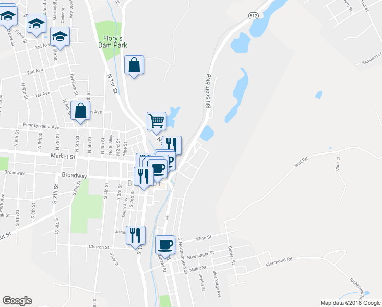 map of restaurants, bars, coffee shops, grocery stores, and more near 225 Erdman Avenue in Bangor