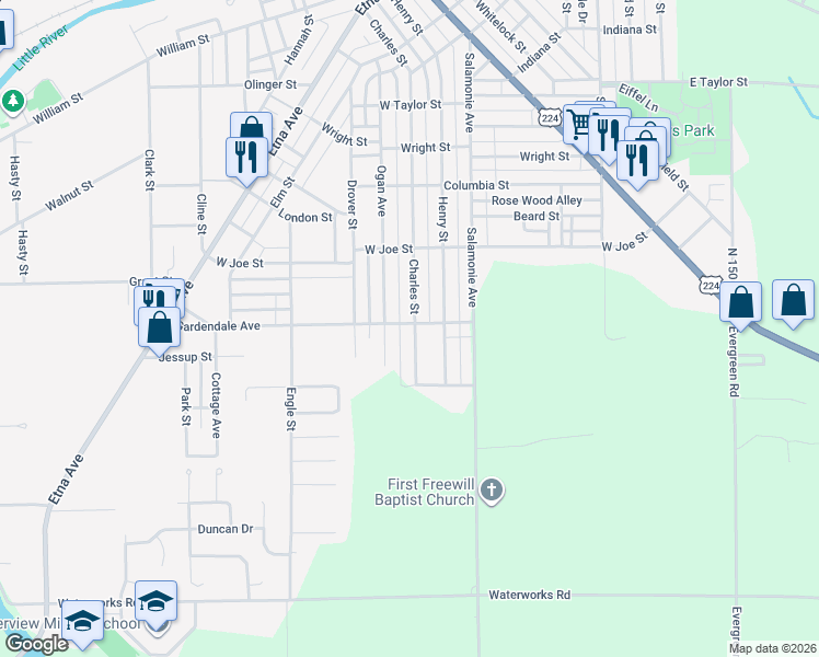 map of restaurants, bars, coffee shops, grocery stores, and more near 901 Gardendale Avenue in Huntington