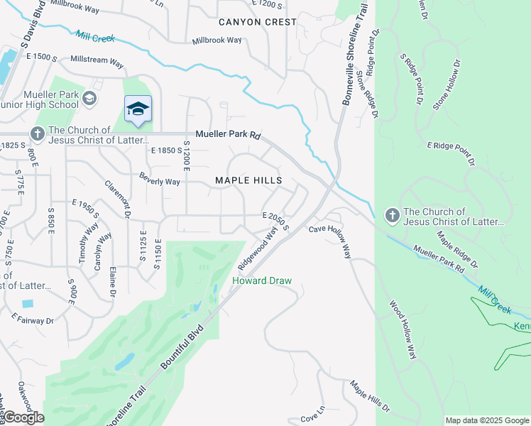 map of restaurants, bars, coffee shops, grocery stores, and more near 2047 Bluebell Drive in Bountiful