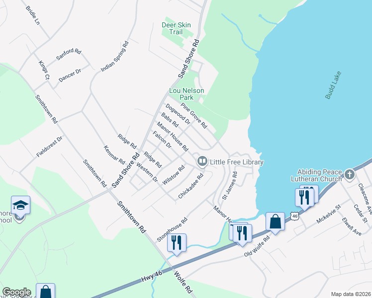 map of restaurants, bars, coffee shops, grocery stores, and more near 22 Manor House Road in Mount Olive