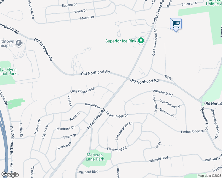 map of restaurants, bars, coffee shops, grocery stores, and more near 2 Long House Way in Commack