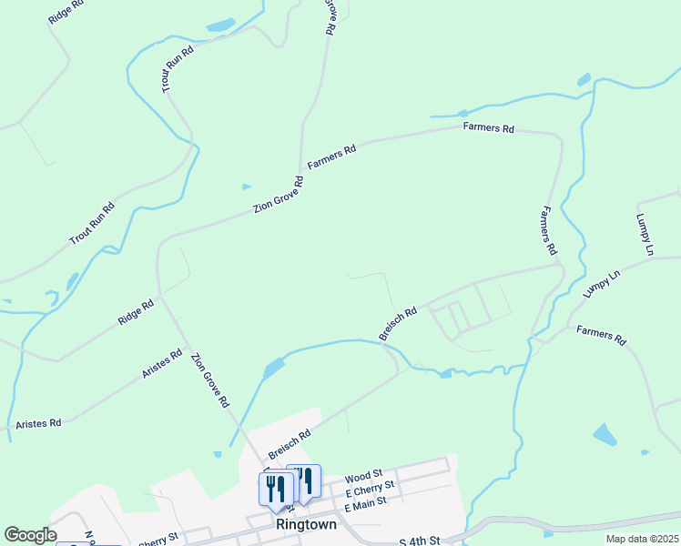 map of restaurants, bars, coffee shops, grocery stores, and more near 44 Molnar Lane in Ringtown