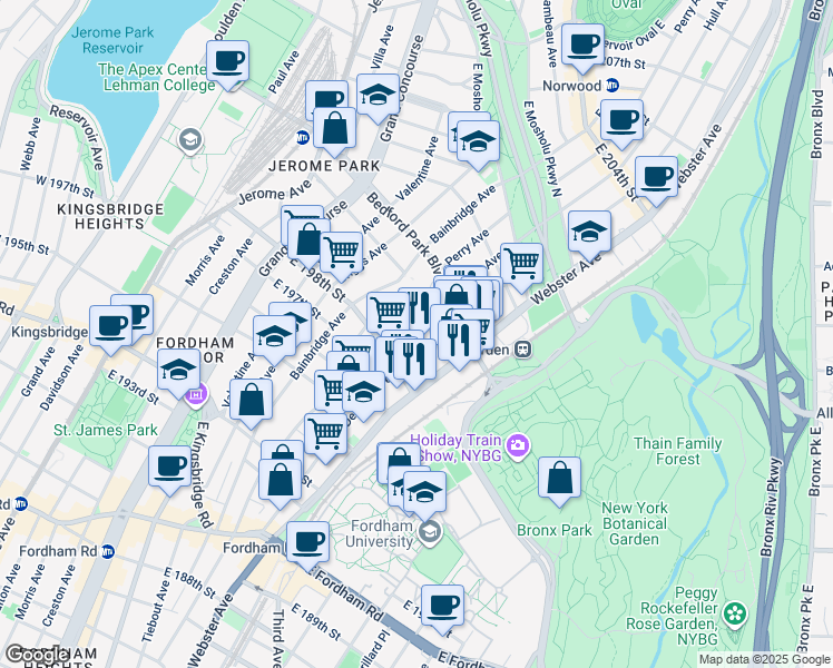 map of restaurants, bars, coffee shops, grocery stores, and more near 2839 Decatur Avenue in Bronx