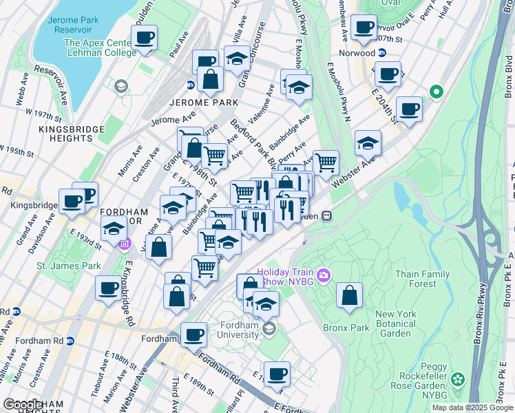 map of restaurants, bars, coffee shops, grocery stores, and more near 2839 Decatur Avenue in Bronx