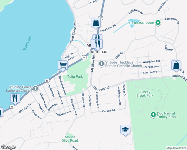 map of restaurants, bars, coffee shops, grocery stores, and more near 31 Mount Olive Road in Mount Olive