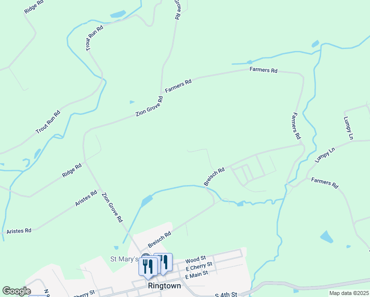 map of restaurants, bars, coffee shops, grocery stores, and more near 44 Molnar Lane in Ringtown