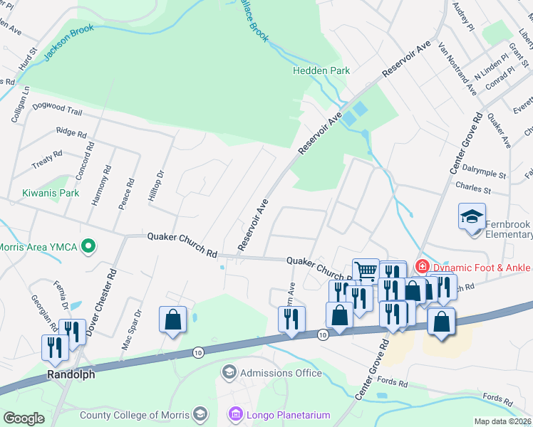 map of restaurants, bars, coffee shops, grocery stores, and more near 210 Reservoir Avenue in Randolph