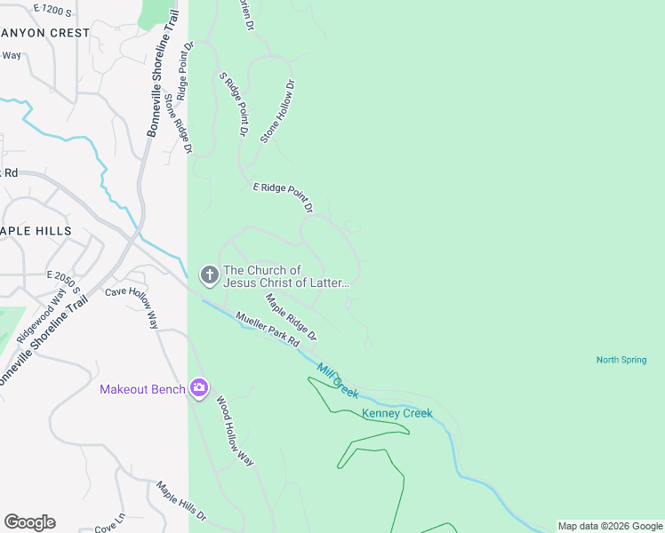 map of restaurants, bars, coffee shops, grocery stores, and more near 2015 Ridgehill Drive in Bountiful