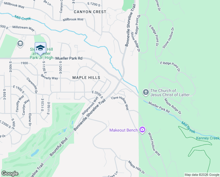 map of restaurants, bars, coffee shops, grocery stores, and more near 1890 High Pointe Drive in Bountiful