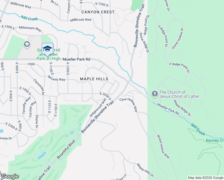 map of restaurants, bars, coffee shops, grocery stores, and more near 2020 Mapleview Drive in Bountiful